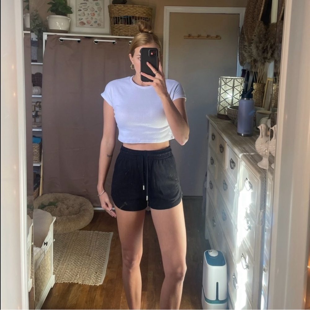H&M black high waisted sweat shorts